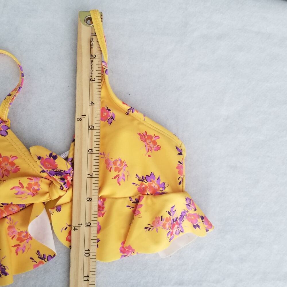Sugar & Jade Girl's Standard Teen 2Pc Swimsuit Yellow Pink Floral, Sz M (10) - Picture 8 of 9